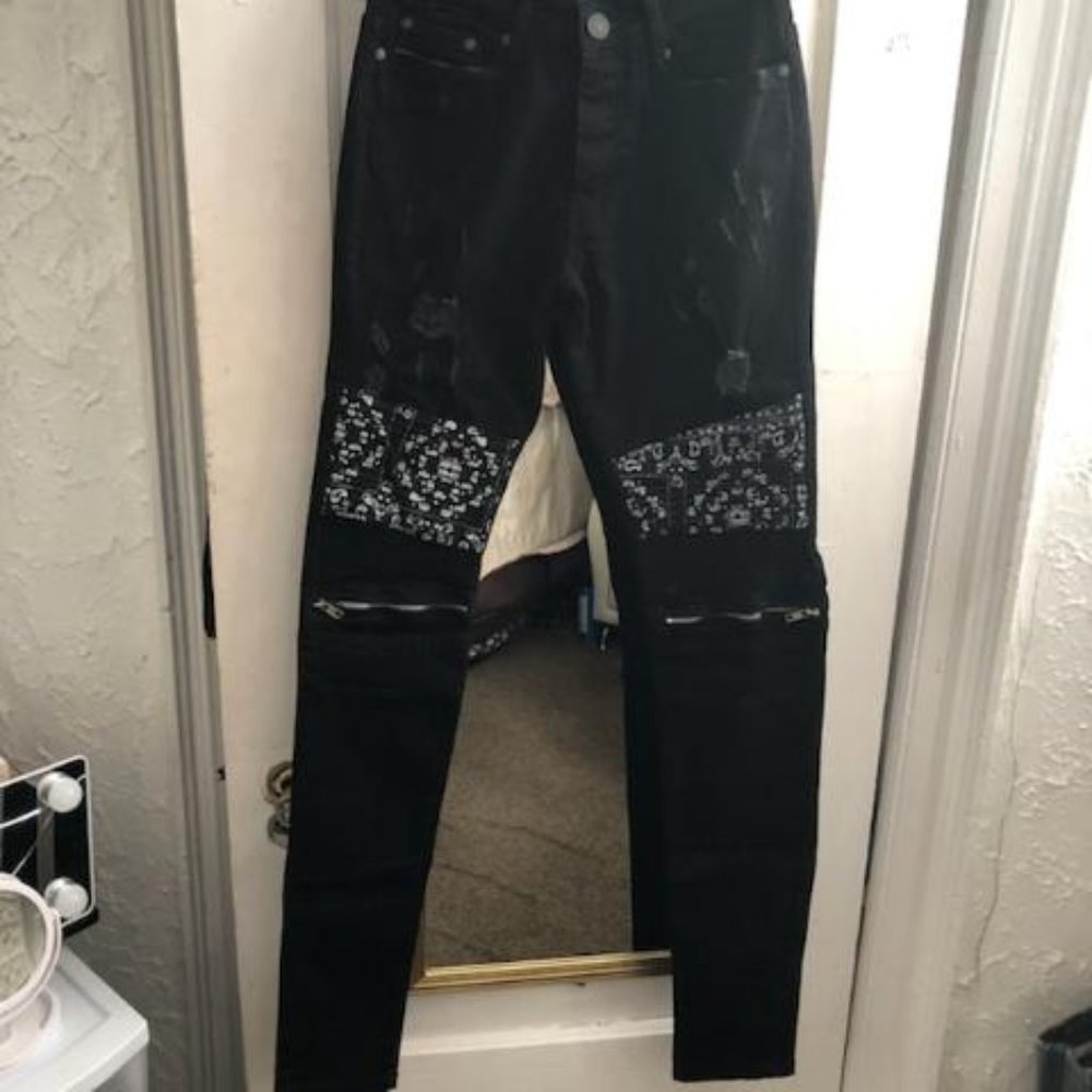 Men's Black Jeans with Zippers